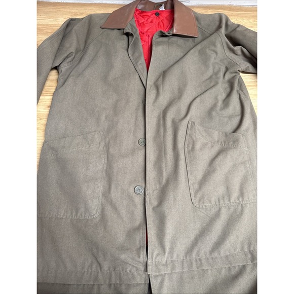 Vintage Marlboro Gear Western Duster Olive‎ Drab Trench Coat Size XL Read - Picture 2 of 9